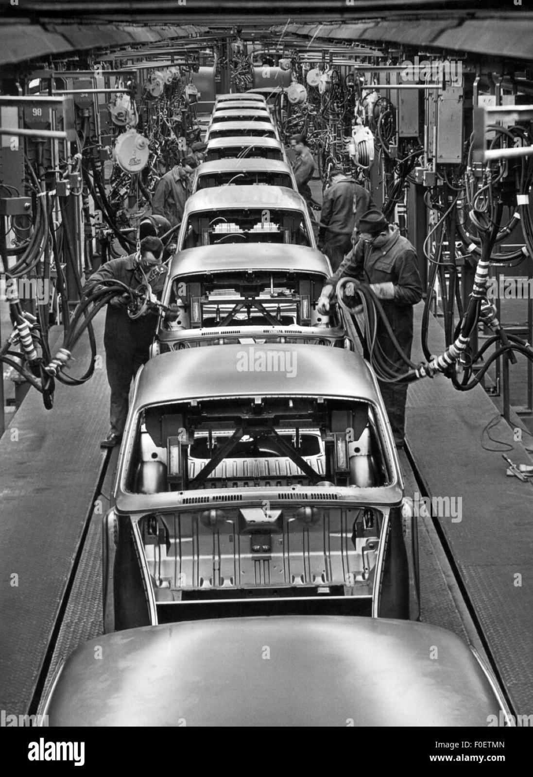 Assembly line, Ford-era production.